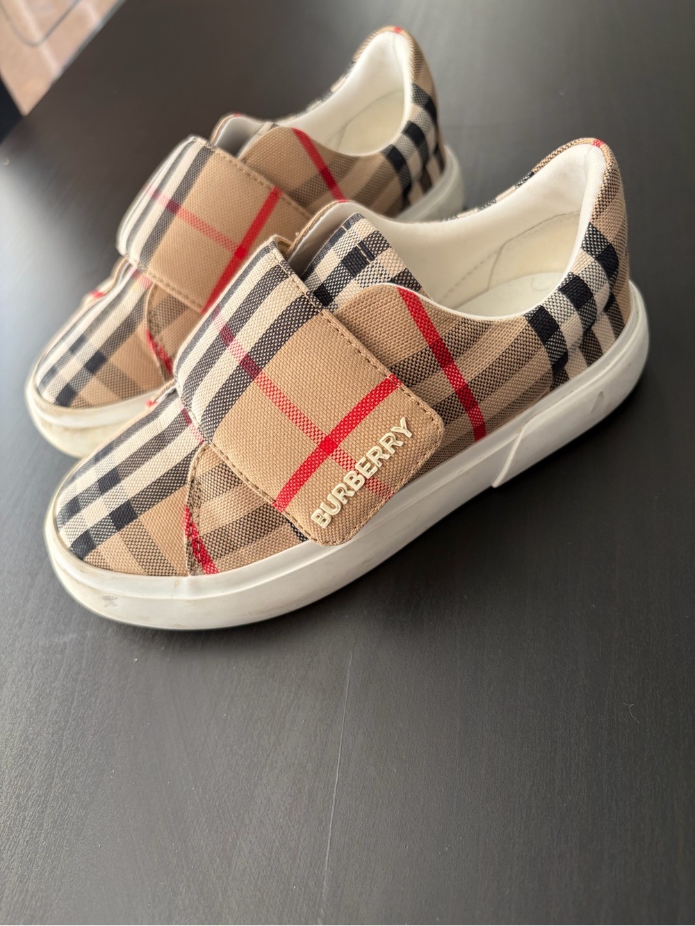Burberry Kids Check Velcro Sneakers